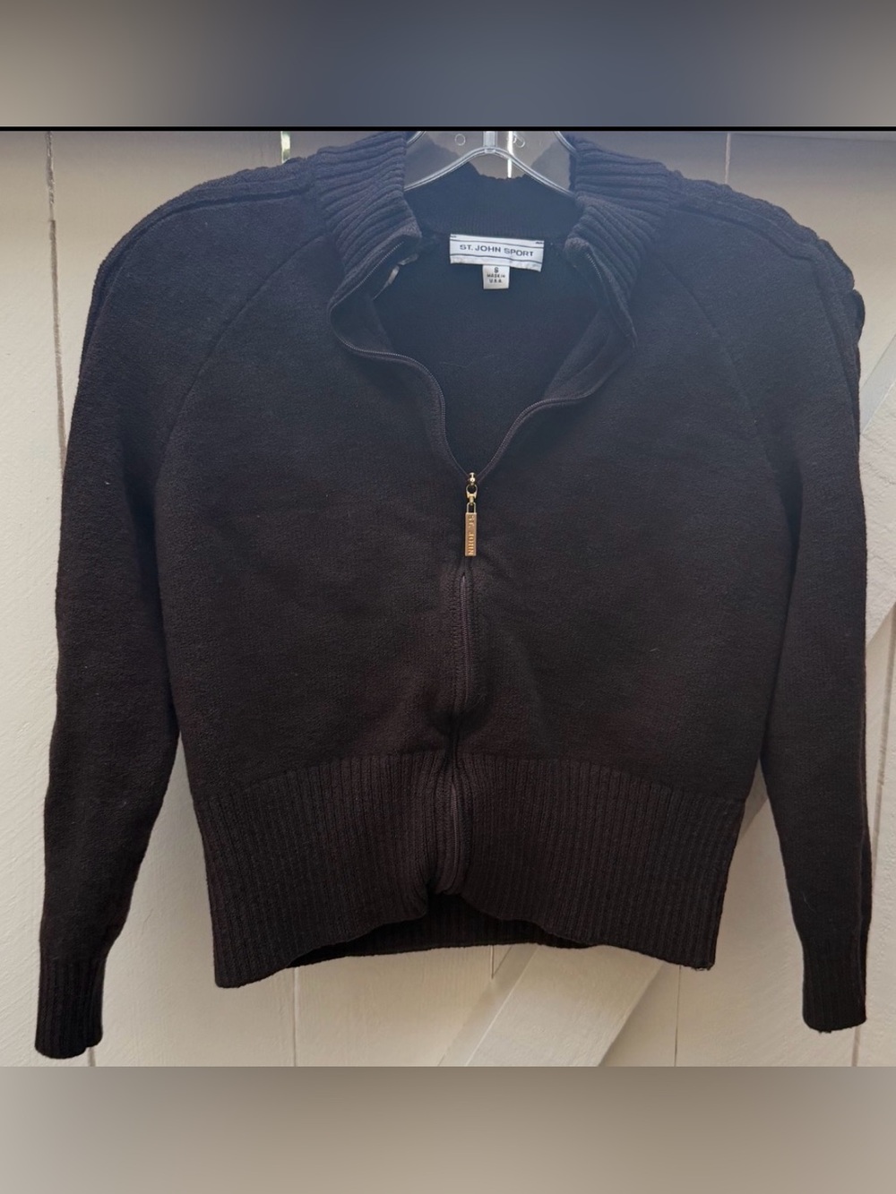 Vintage St. John Sport Women's Brown  Zip up wool/rayon  Sweater size S